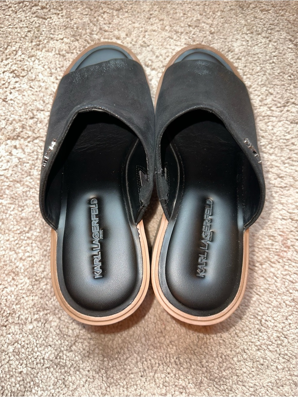 Karl Lagerfeld Paris Clarina Leather Comfort Wedge Sandal. - Picture 7 of 12